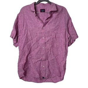 Untuckit Lucien Linen Short Sleeve Button Up Down Shirt Size L